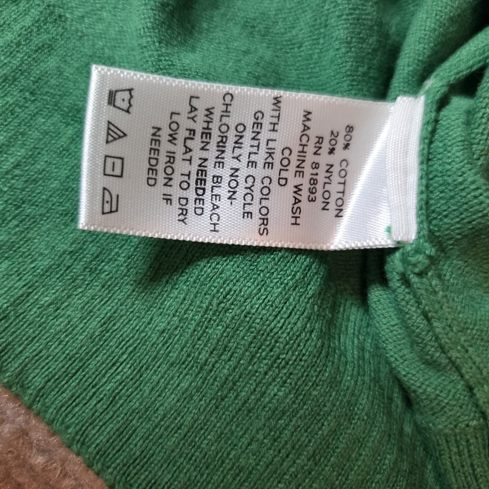 Liz Claiborne New York Green Cardigan Sweater Gold Logo Buttons Womens Medium - Picture 5 of 6